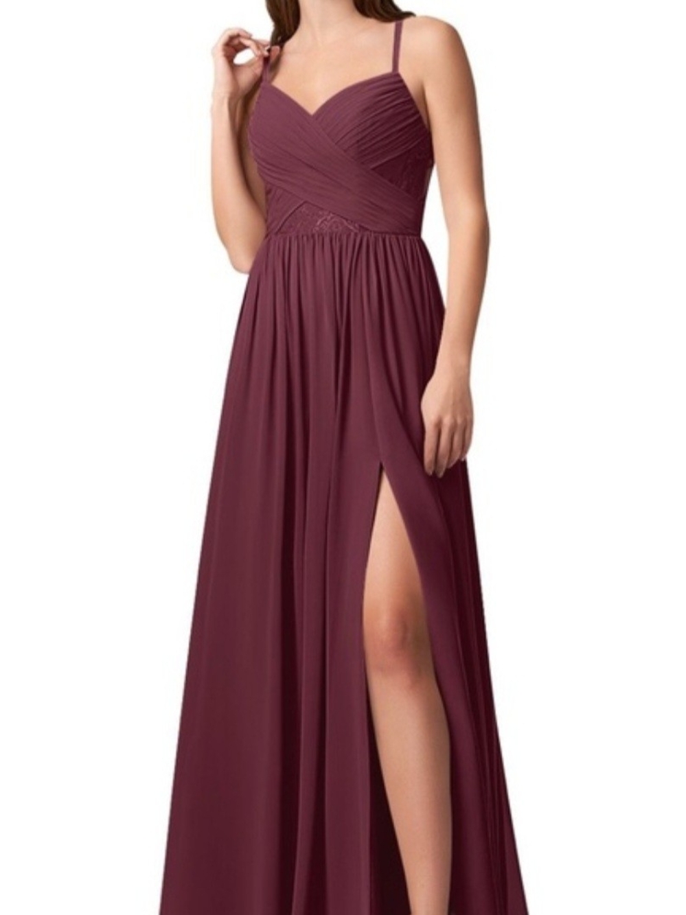 Azazie Leslie Cabernet Maxi Gown with High Slit